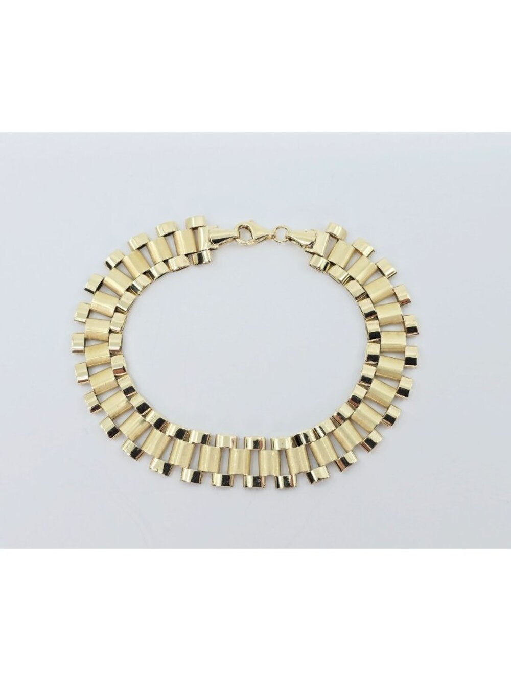 Unique 10K Karat Solid Yellow Gold Designer Rolex Link Chain Bracelet - 7.50" L